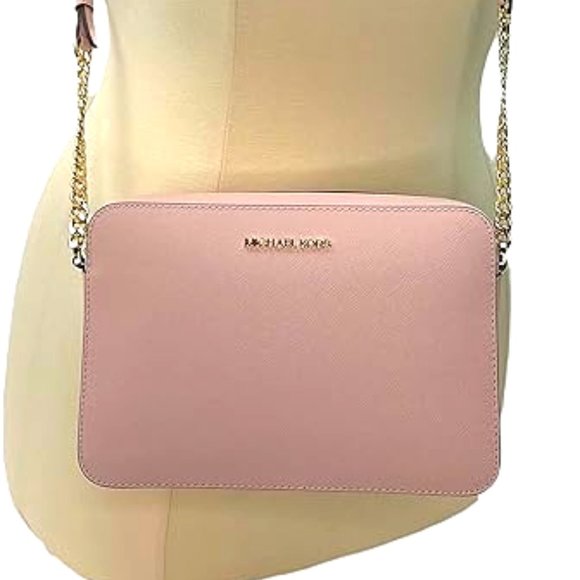 SALE! NWT Michael Kors Leather E/W Jet Set Crossbody Shoulder Bag Pink Blush - Picture 13 of 14